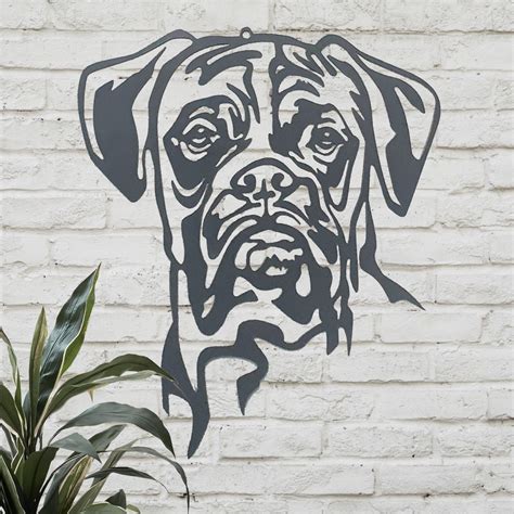 Metal Boxer Dog Art 